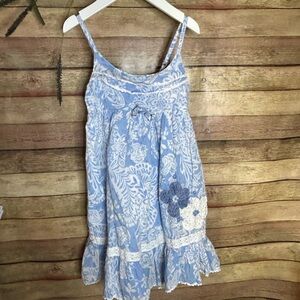 Little Girls Blue Spaghetti Strap Floral Sundress Size 4/5